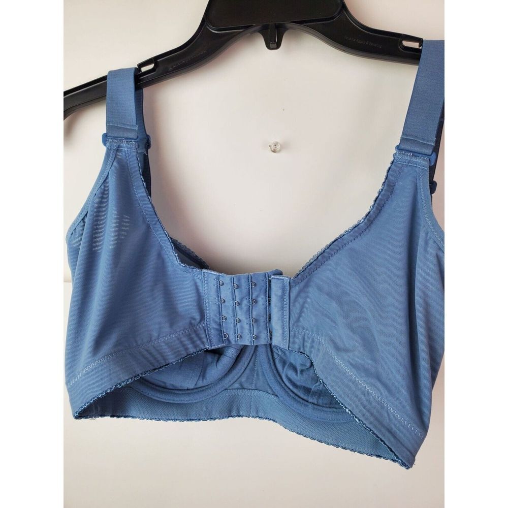 Retro Blue White Lace Full Coverage Bra 34DD 75F EUC‎ - Picture 3 of 8